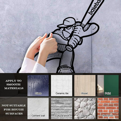 Mural And Wall Vinyl Decal Baseball Sports Game Player Easy Installation