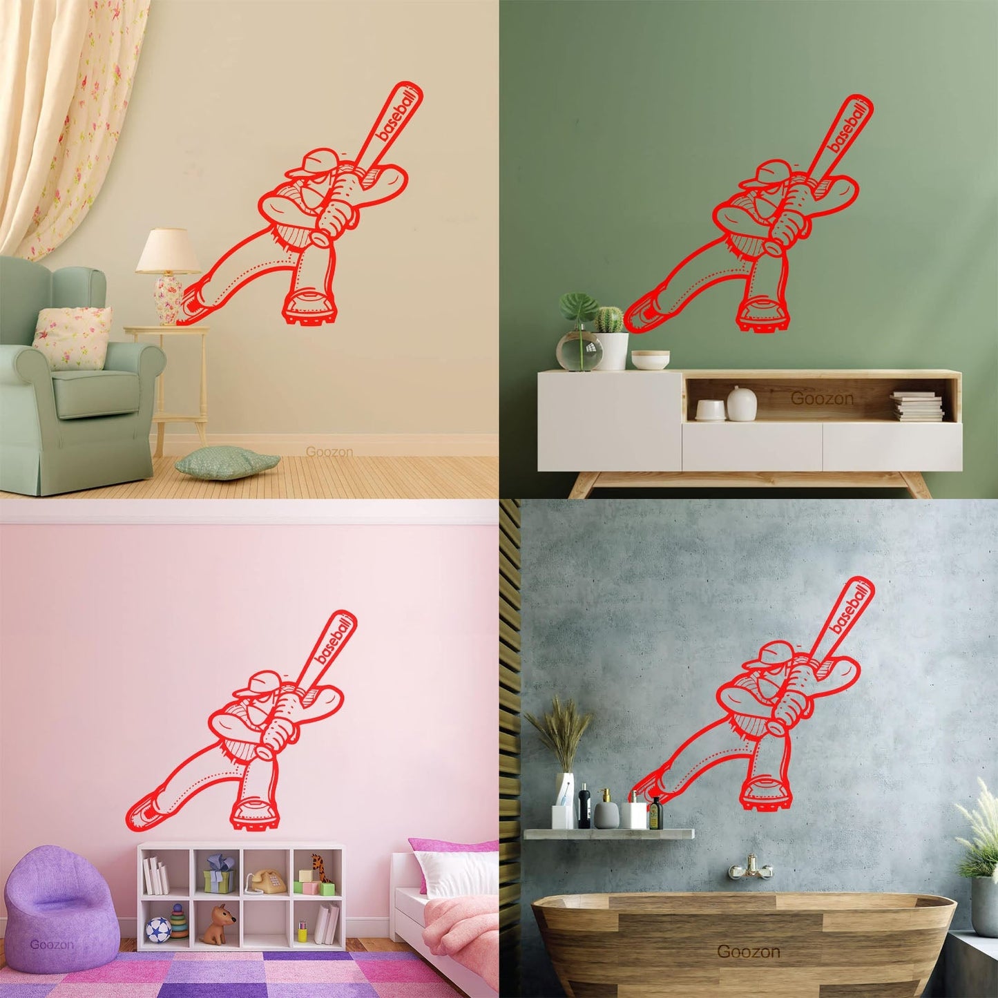 Mural And Wall Vinyl Decal Baseball Sports Game Player Easy Installation