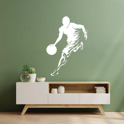 Wall Vinyl Sticker Decor Basketball Player Sports Game Fire Multiple Size Options