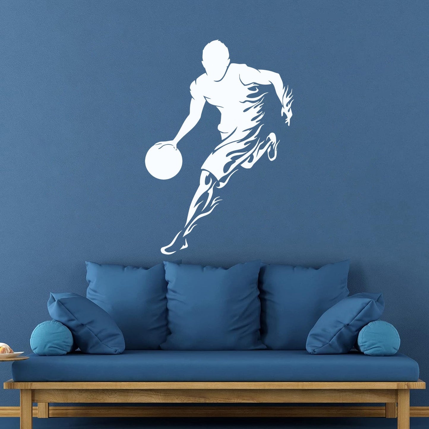 Wall Vinyl Sticker Decor Basketball Player Sports Game Fire Multiple Size Options