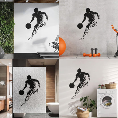 Wall Vinyl Sticker Decor Basketball Player Sports Game Fire Multiple Size Options