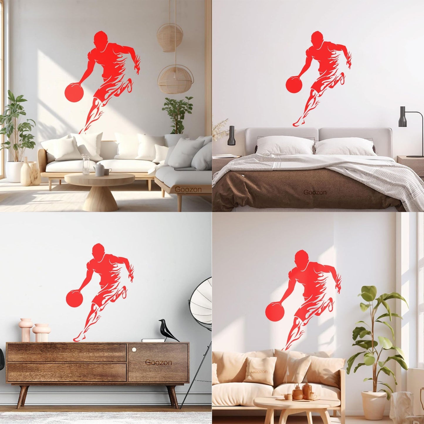 Wall Vinyl Sticker Decor Basketball Player Sports Game Fire Multiple Size Options