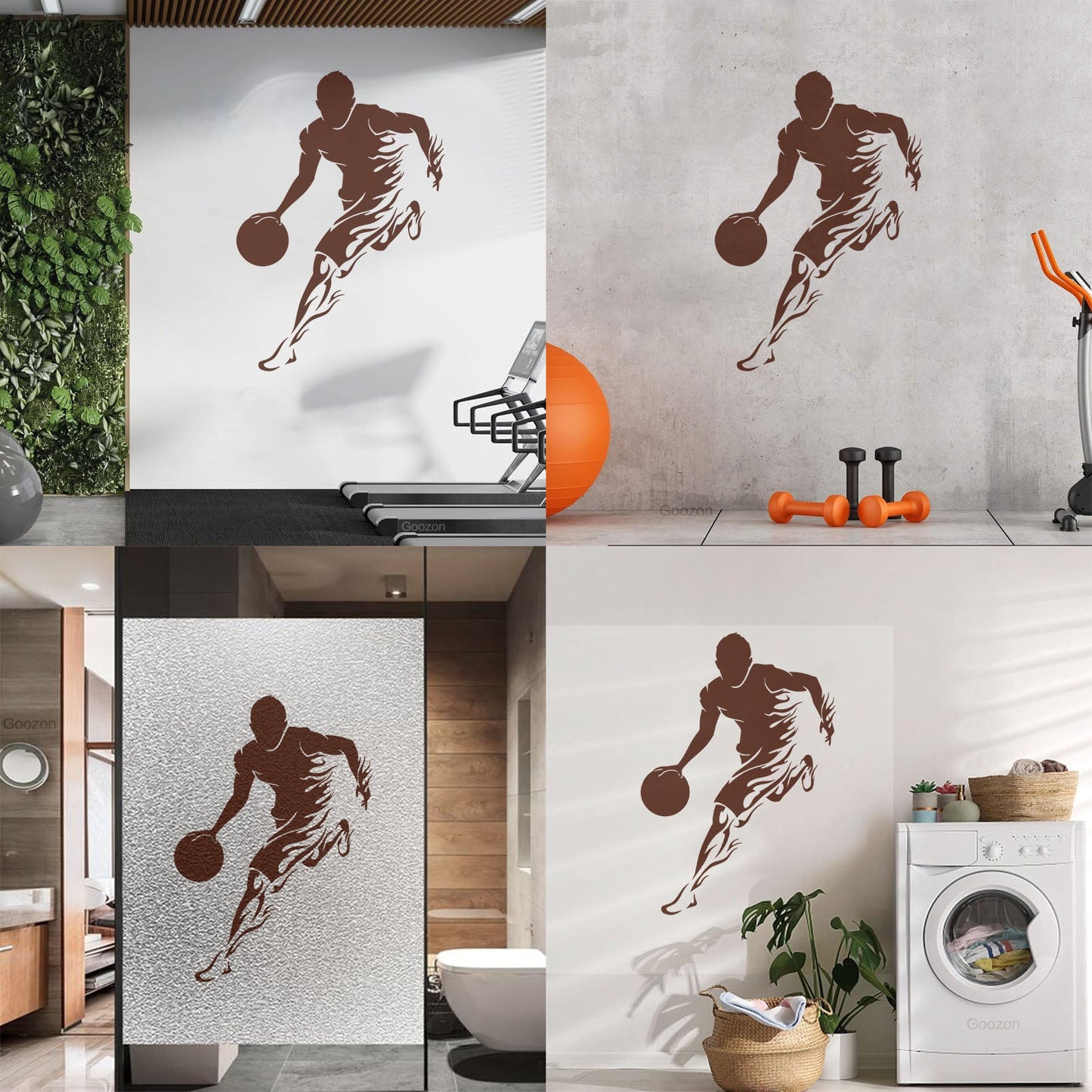 Wall Vinyl Sticker Decor Basketball Player Sports Game Fire Multiple Size Options