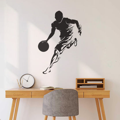 Wall Vinyl Sticker Decor Basketball Player Sports Game Fire Multiple Size Options