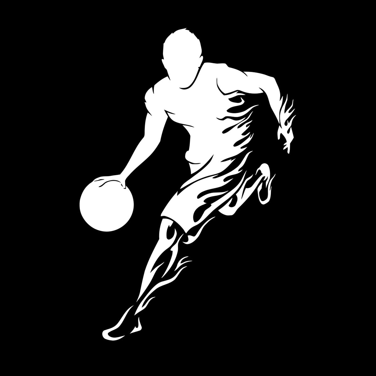 Wall Vinyl Sticker Decor Basketball Player Sports Game Fire Multiple Size Options