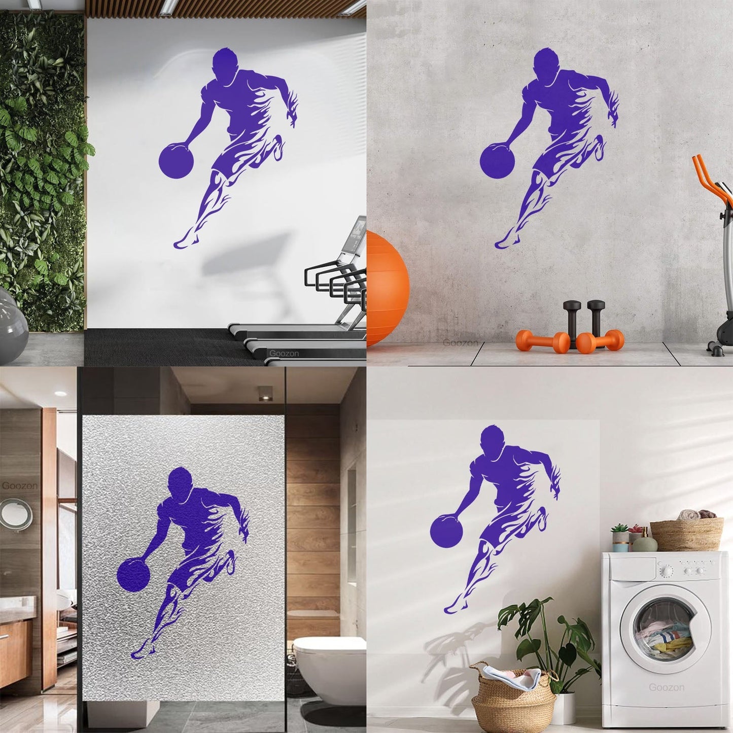 Wall Vinyl Sticker Decor Basketball Player Sports Game Fire Multiple Size Options