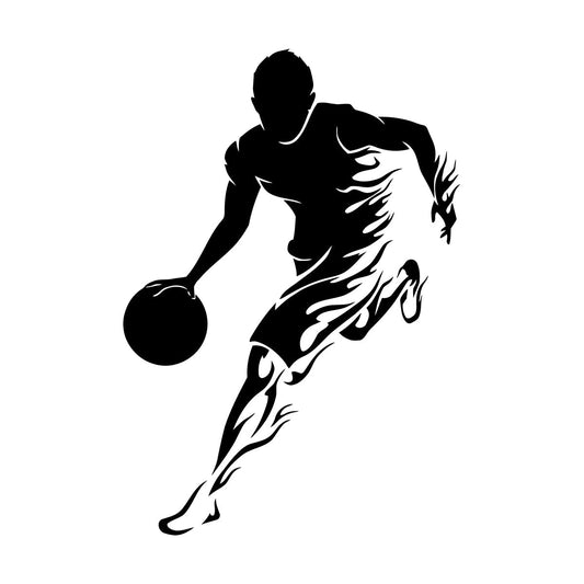 Wall Vinyl Sticker Decor Basketball Player Sports Game Fire Multiple Size Options