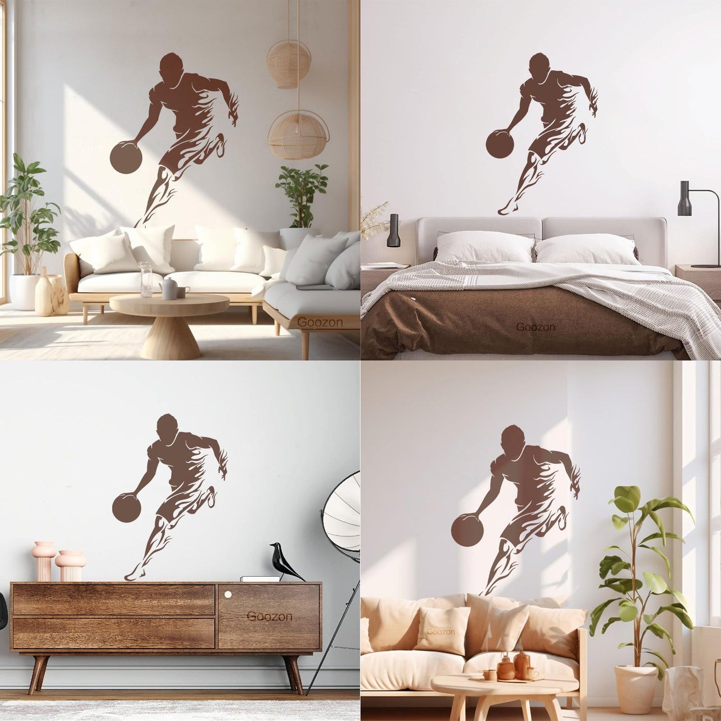 Wall Vinyl Sticker Decor Basketball Player Sports Game Fire Multiple Size Options
