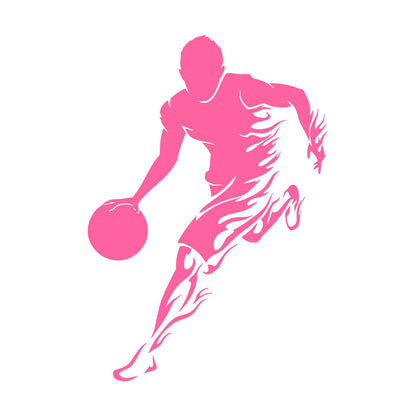 Wall Vinyl Sticker Decor Basketball Player Sports Game Fire Multiple Size Options