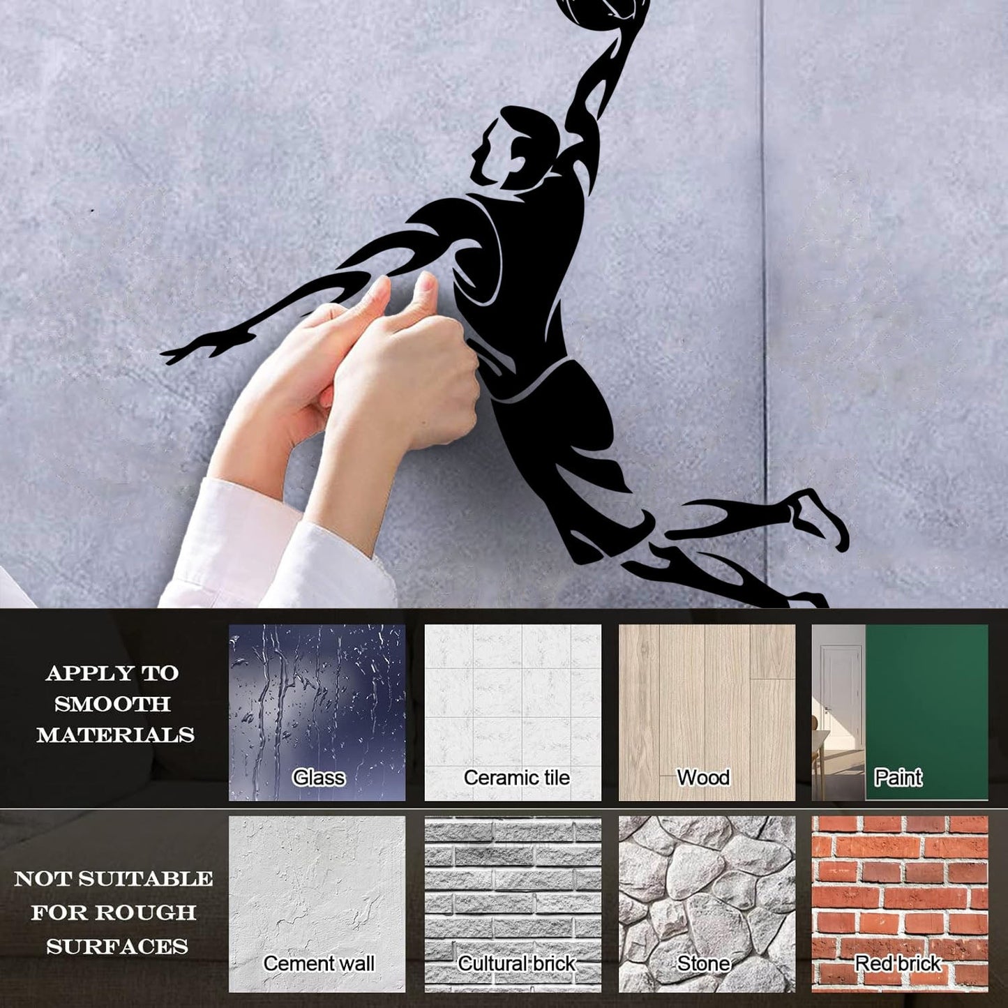 Fine Carving Stickers Basketball Player Sports Game Jump Waterproof