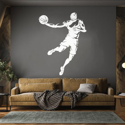Wall Stickers Basketball Sport Jump Player Throwing Ball It Won'T Fall Off