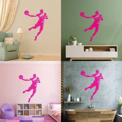 Wall Stickers Basketball Sport Jump Player Throwing Ball It Won'T Fall Off