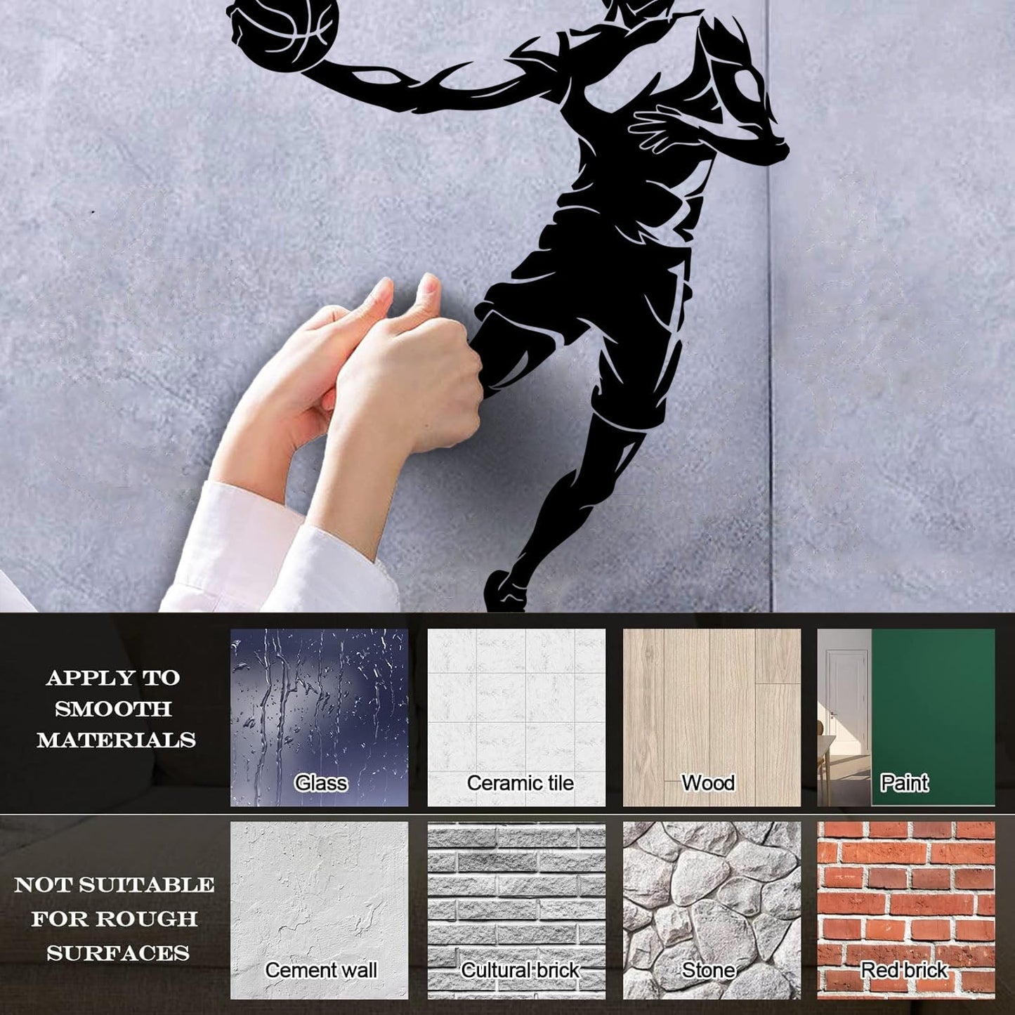 Wall Stickers Basketball Sport Jump Player Throwing Ball It Won'T Fall Off