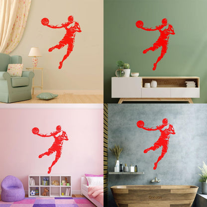 Wall Stickers Basketball Sport Jump Player Throwing Ball It Won'T Fall Off