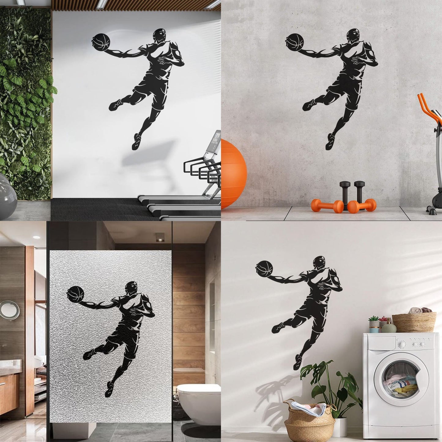 Wall Stickers Basketball Sport Jump Player Throwing Ball It Won'T Fall Off