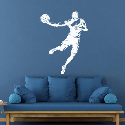 Wall Stickers Basketball Sport Jump Player Throwing Ball It Won'T Fall Off
