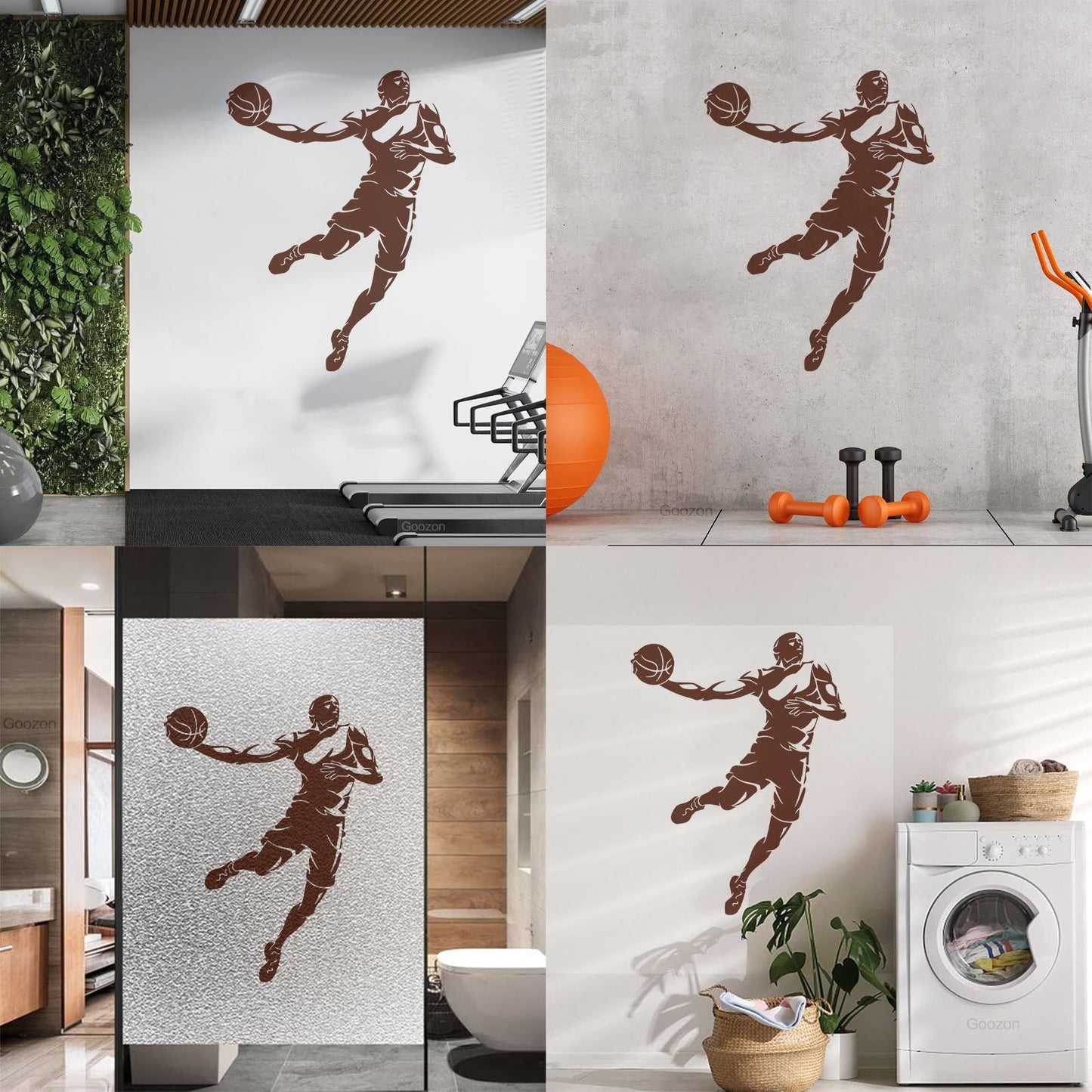 Wall Stickers Basketball Sport Jump Player Throwing Ball It Won'T Fall Off