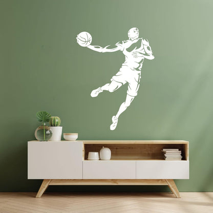 Wall Stickers Basketball Sport Jump Player Throwing Ball It Won'T Fall Off