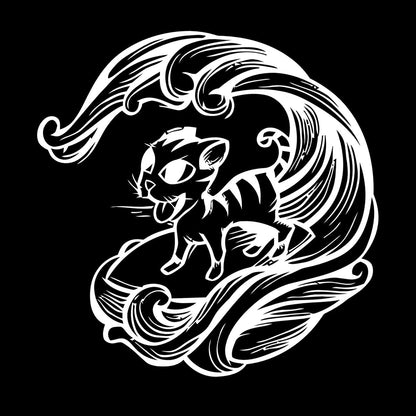 Cat Pet Wave Sea Animal Surfing Wall Vinyl Sticker Decor Equipped With Transfer Film Kit