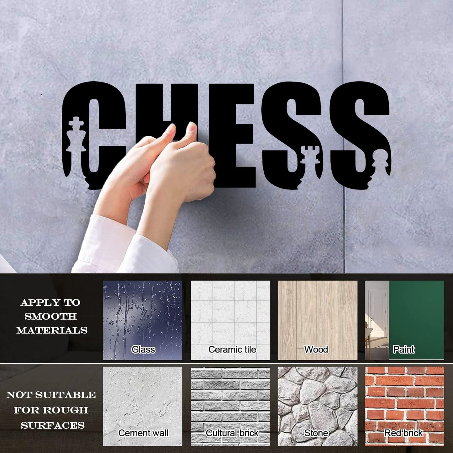 Fine Carving Stickers Chess Pieces Game Sport Word Easy Installation