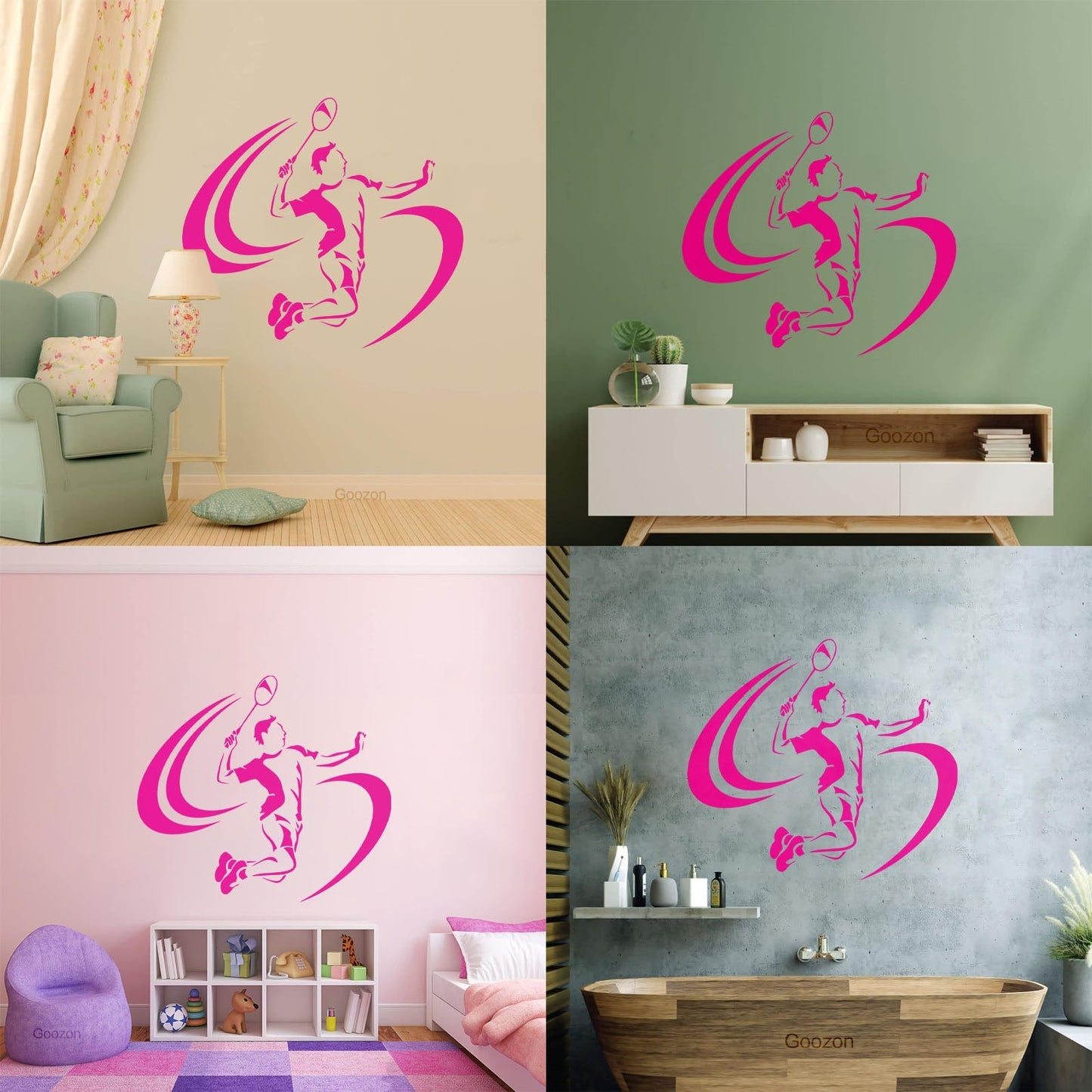 Wall Stickers Competition Game Player Tennis Badminton Art Mural Painting
