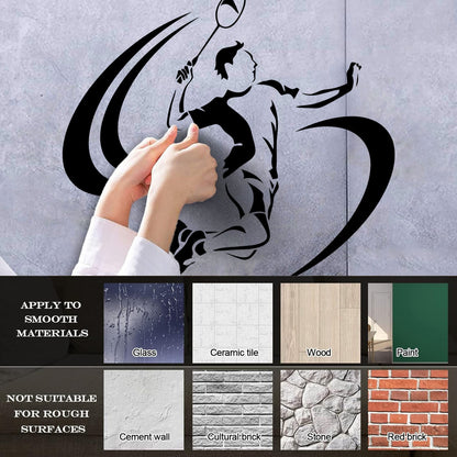 Wall Stickers Competition Game Player Tennis Badminton Art Mural Painting