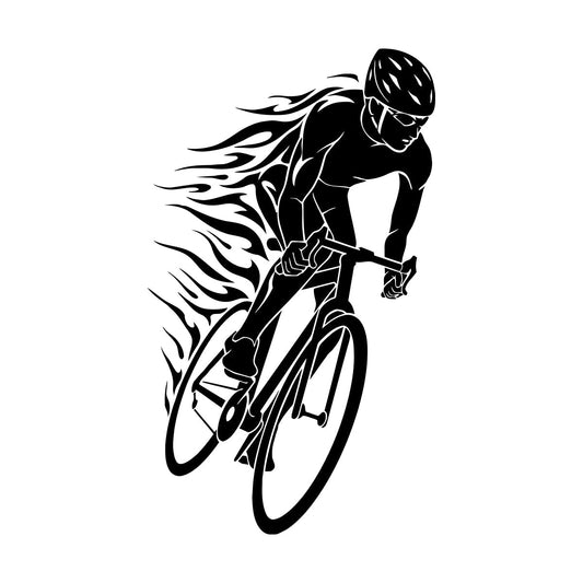 Engraving Stickers Cyclist Sport Race Bike Fire It Won'T Fall Off