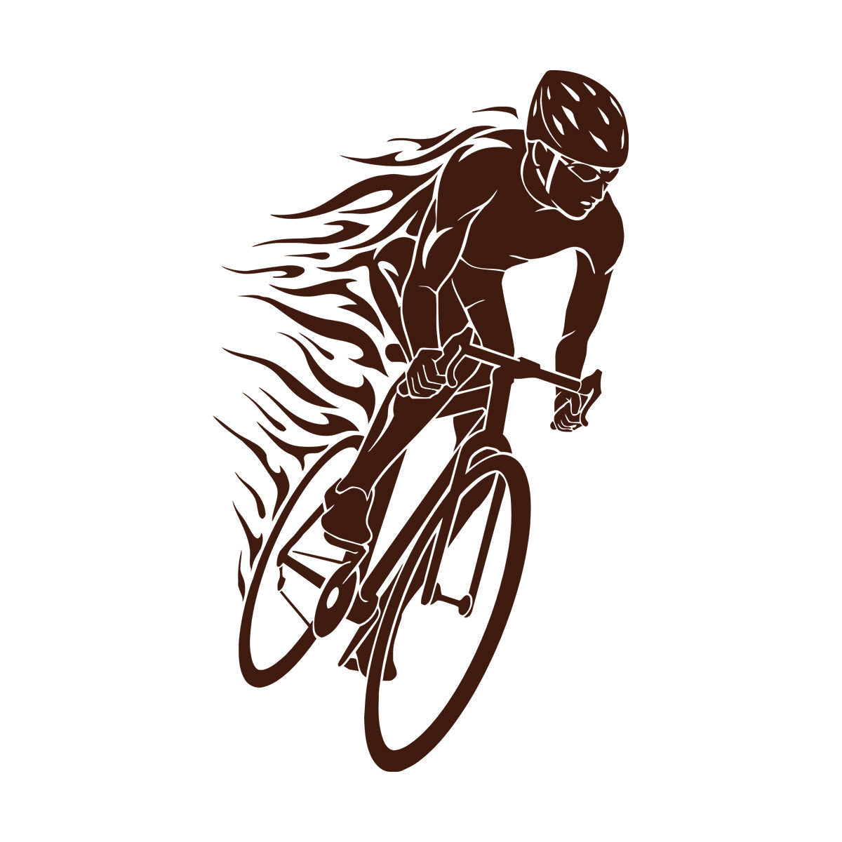 Engraving Stickers Cyclist Sport Race Bike Fire It Won'T Fall Off