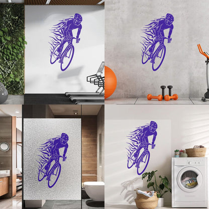 Engraving Stickers Cyclist Sport Race Bike Fire It Won'T Fall Off