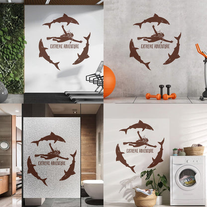 Lettering Decals Diving Extreme Dive Sports Diver Sea Ocean Sharks Personalized Customization