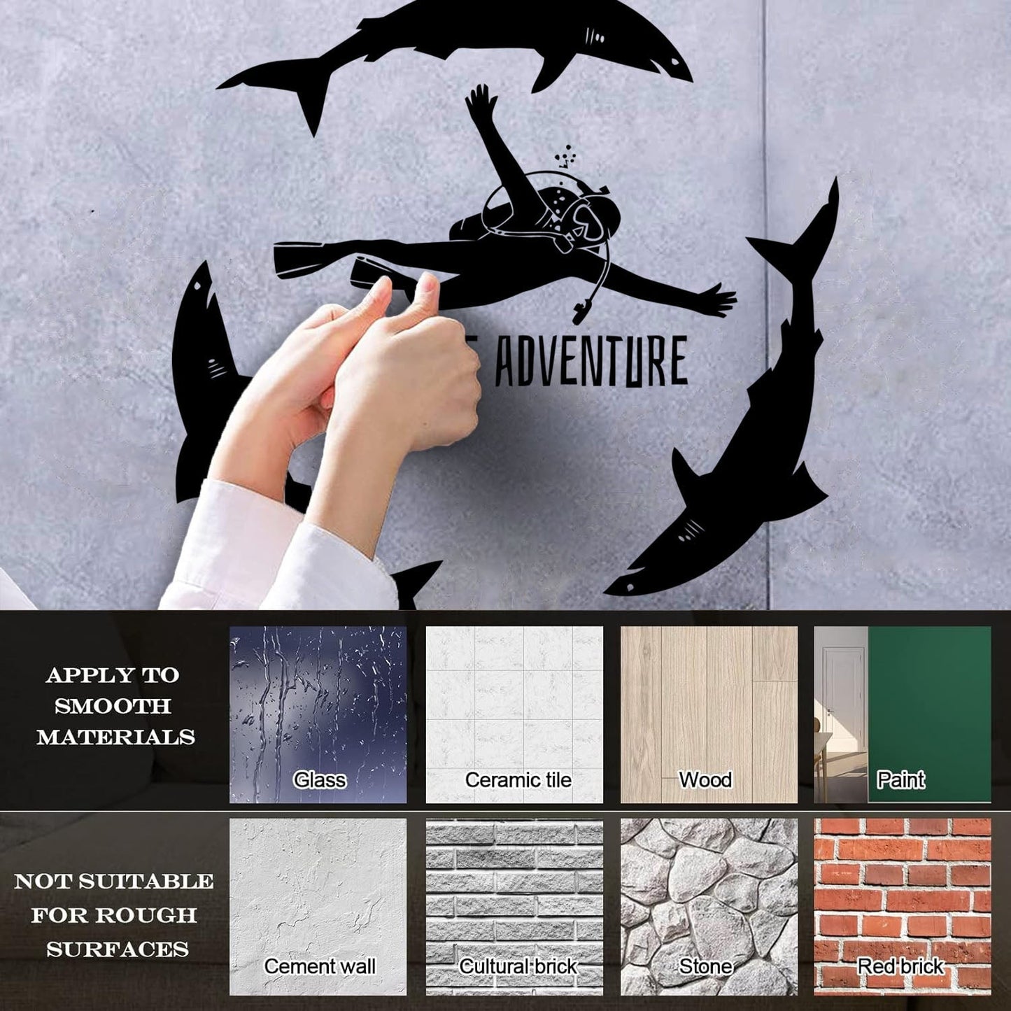 Lettering Decals Diving Extreme Dive Sports Diver Sea Ocean Sharks Personalized Customization