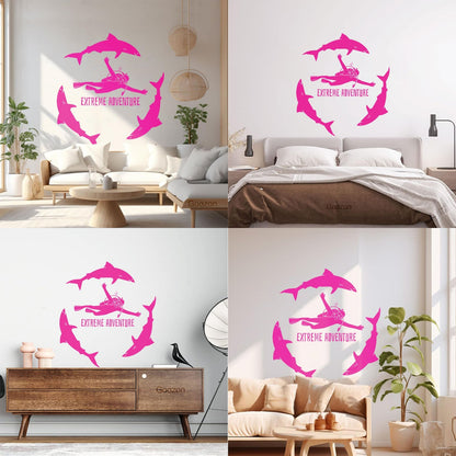 Lettering Decals Diving Extreme Dive Sports Diver Sea Ocean Sharks Personalized Customization