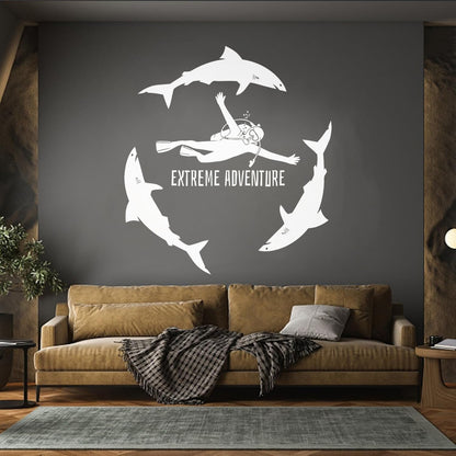 Lettering Decals Diving Extreme Dive Sports Diver Sea Ocean Sharks Personalized Customization