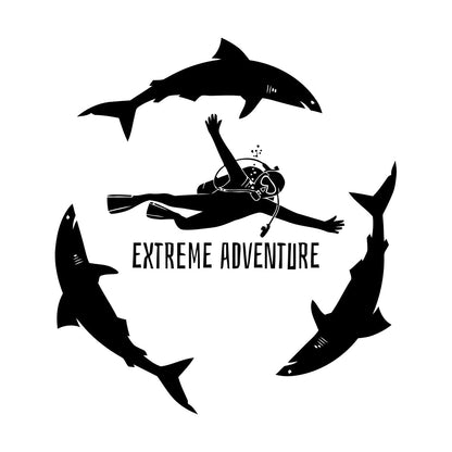 Lettering Decals Diving Extreme Dive Sports Diver Sea Ocean Sharks Personalized Customization