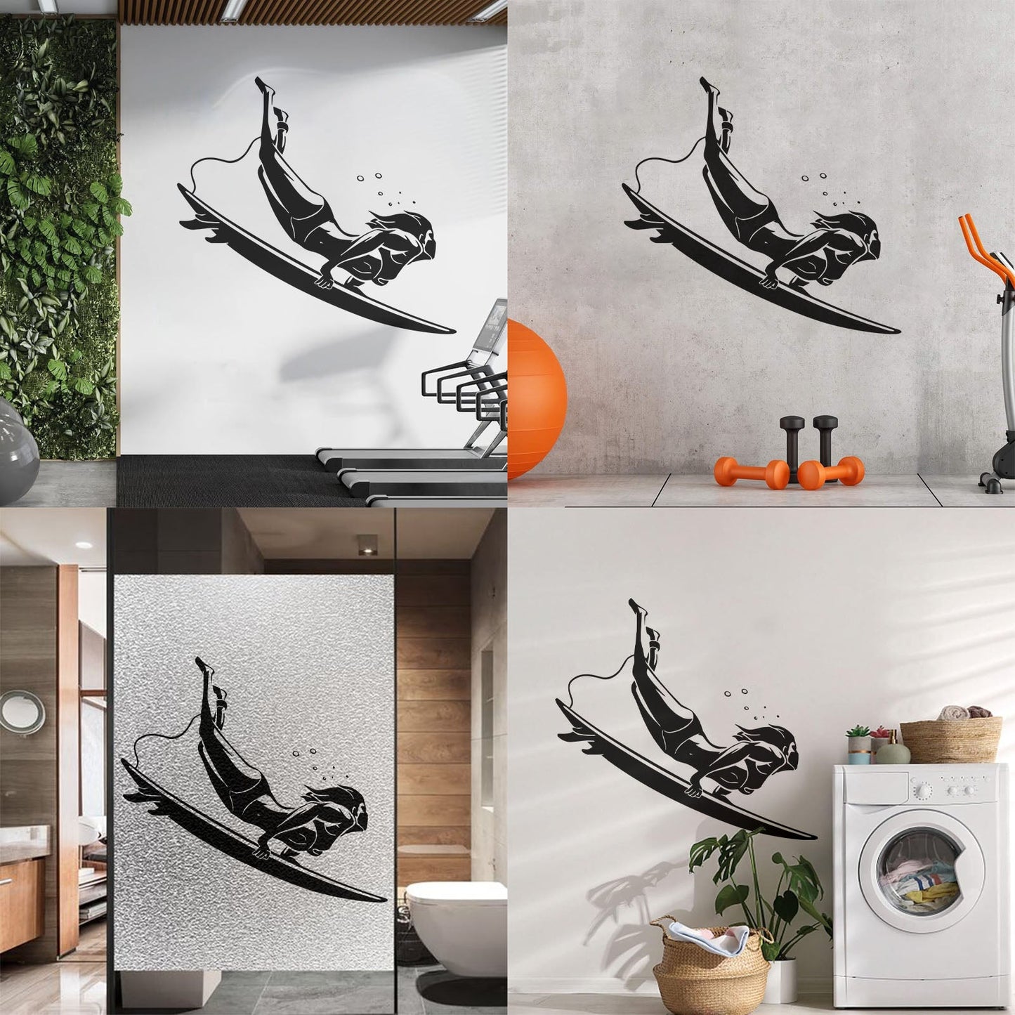 Engraving Decals Extreme Sports Surfing Ocean Beach Waves Store Decoration