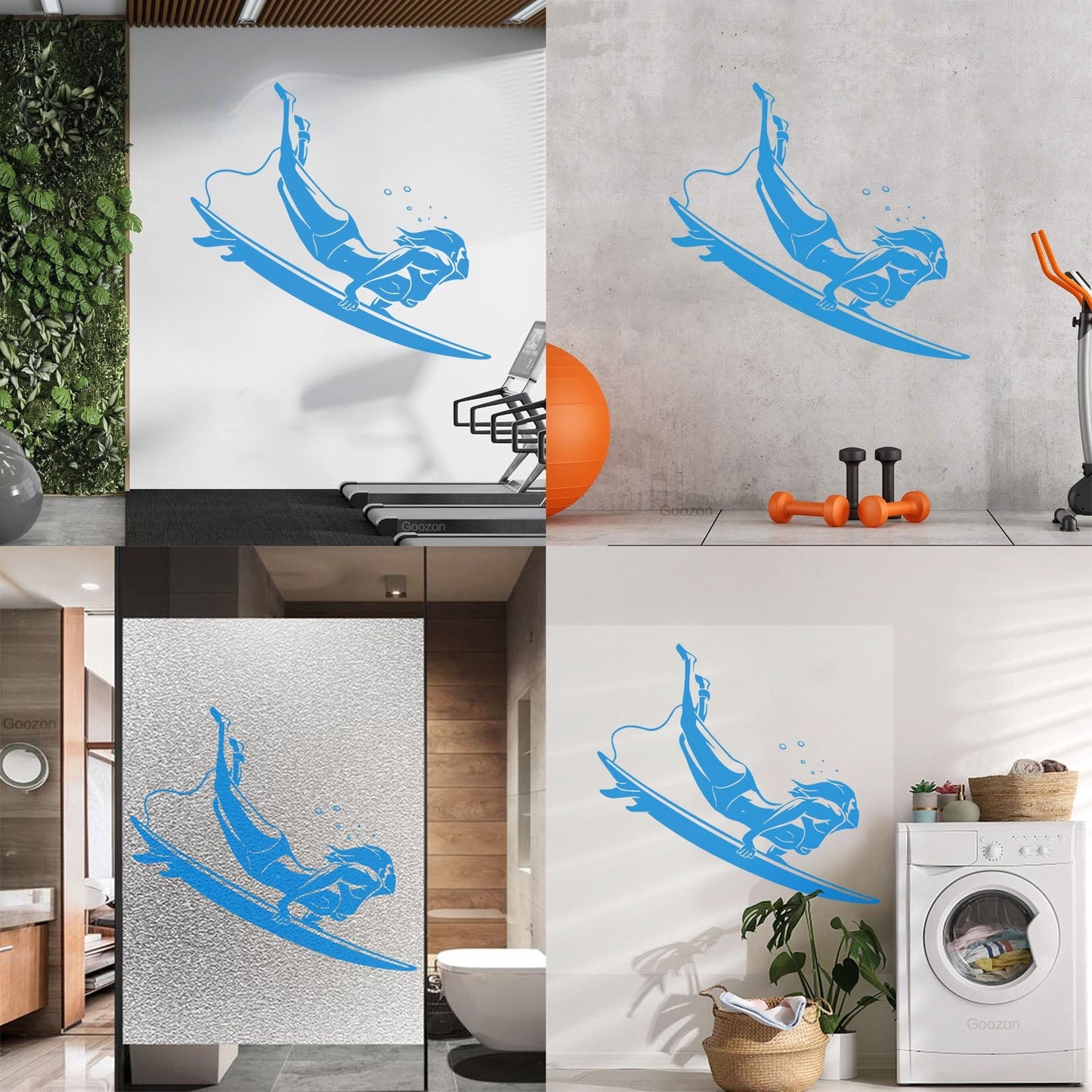 Engraving Decals Extreme Sports Surfing Ocean Beach Waves Store Decoration