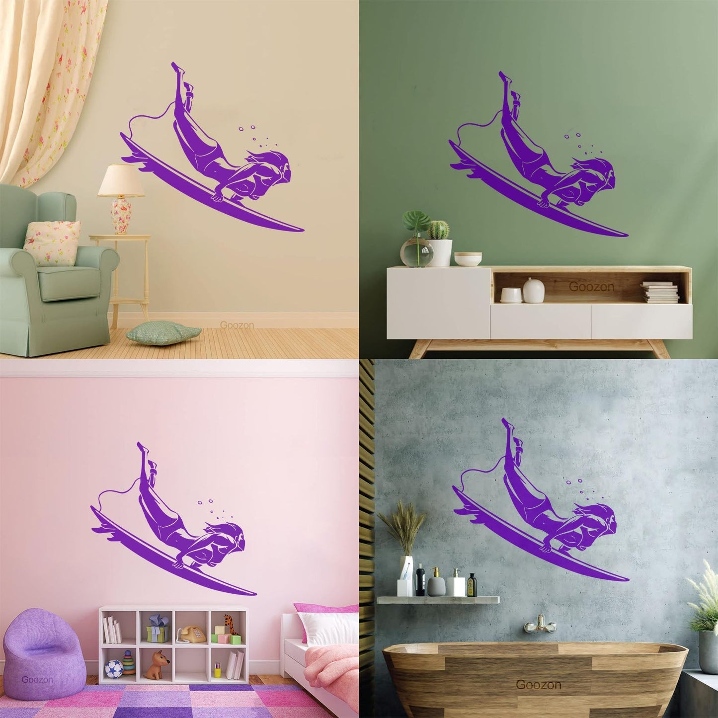 Engraving Decals Extreme Sports Surfing Ocean Beach Waves Store Decoration