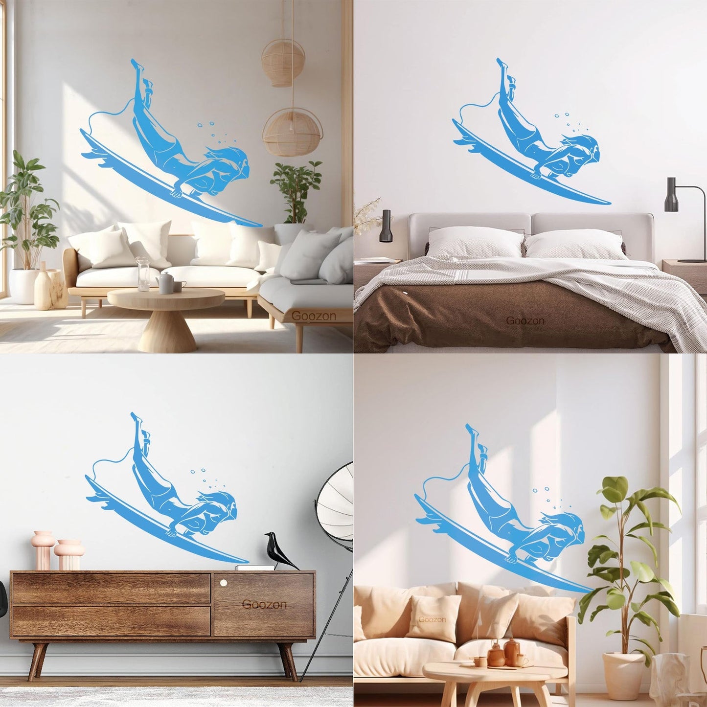 Engraving Decals Extreme Sports Surfing Ocean Beach Waves Store Decoration