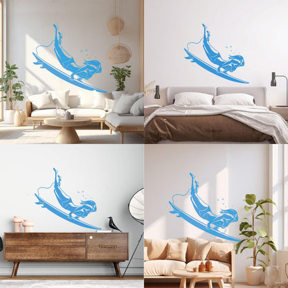 Engraving Decals Extreme Sports Surfing Ocean Beach Waves Store Decoration