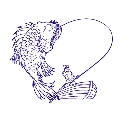 Lettering Decals Fishing Catches Huge Fish Fisherman Boat Sea Ocean River Multiple Size Options