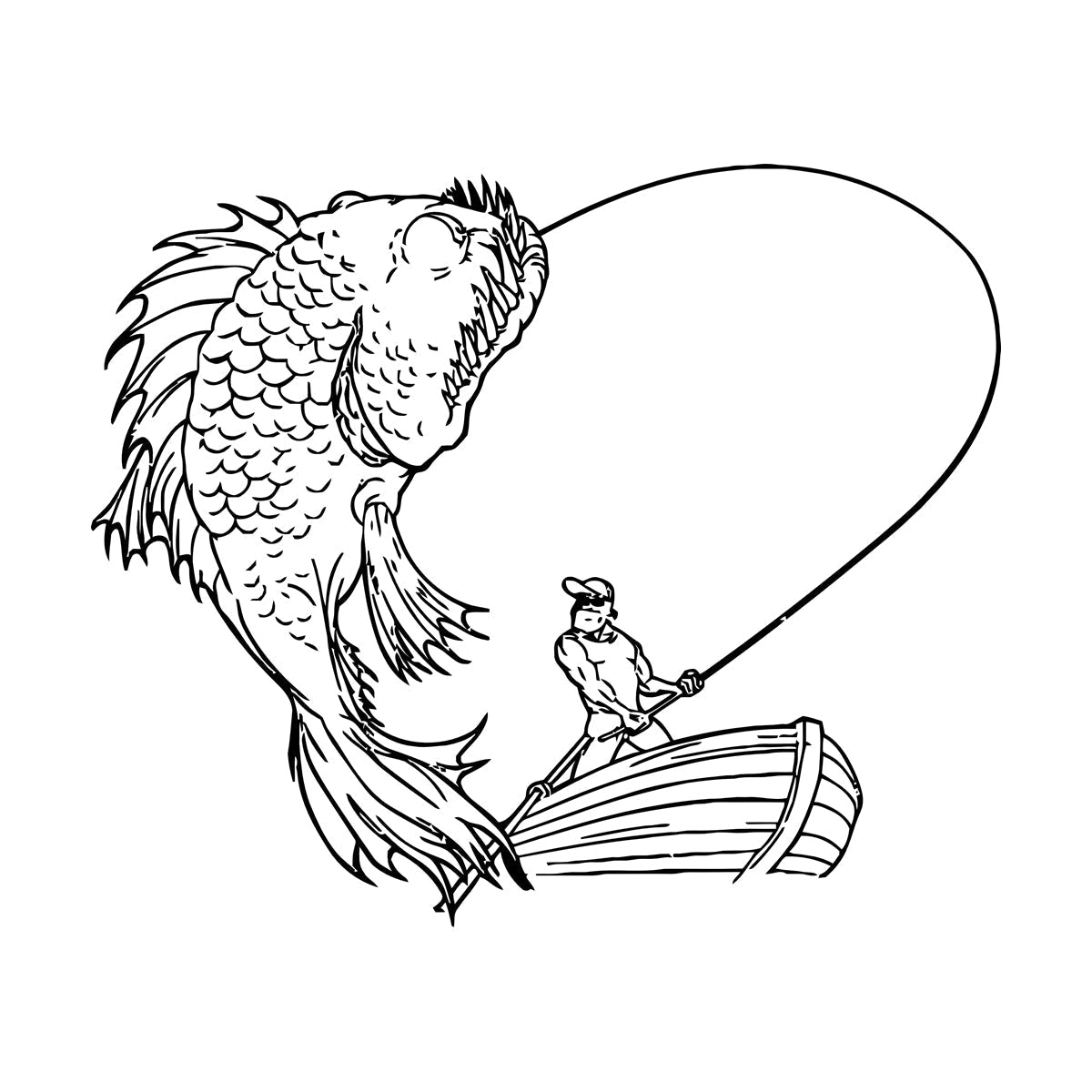 Lettering Decals Fishing Catches Huge Fish Fisherman Boat Sea Ocean River Multiple Size Options