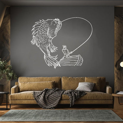 Lettering Decals Fishing Catches Huge Fish Fisherman Boat Sea Ocean River Multiple Size Options