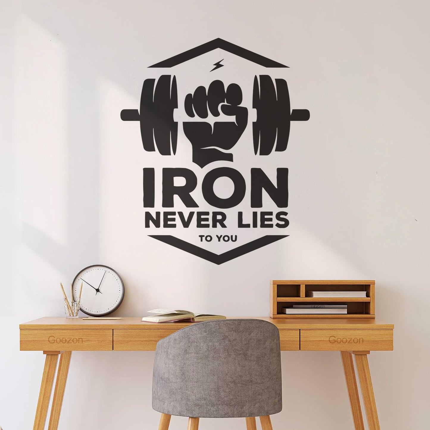 Mural And Wall Vinyl Decal Iron Fitnesscenter Bodybuilding Motivation Training Art Decoration