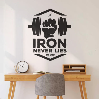 Mural And Wall Vinyl Decal Iron Fitnesscenter Bodybuilding Motivation Training Art Decoration