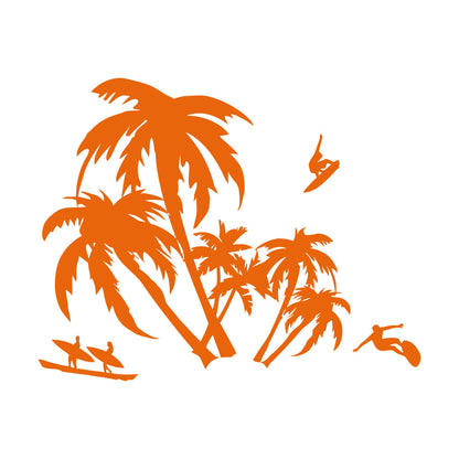 Wall Vinyl Sticker Decor Palm Beach Surfing Extreme Sport Ocean Can Modify And Add Information