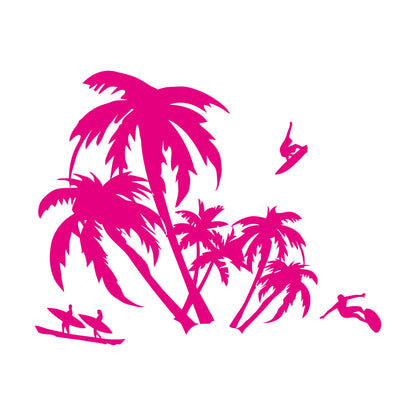 Wall Vinyl Sticker Decor Palm Beach Surfing Extreme Sport Ocean Can Modify And Add Information