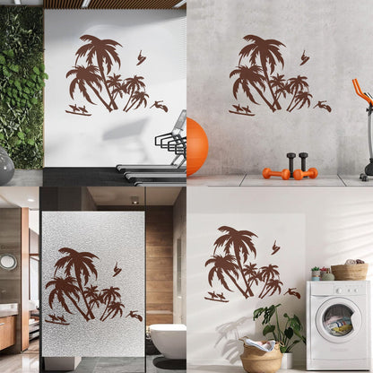 Wall Vinyl Sticker Decor Palm Beach Surfing Extreme Sport Ocean Can Modify And Add Information
