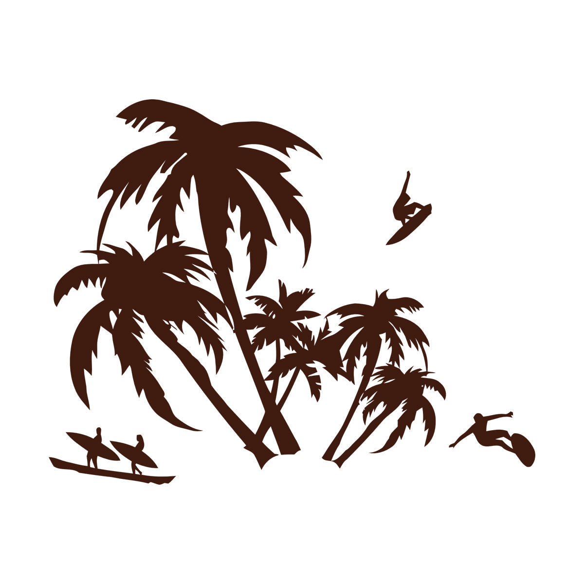 Wall Vinyl Sticker Decor Palm Beach Surfing Extreme Sport Ocean Can Modify And Add Information