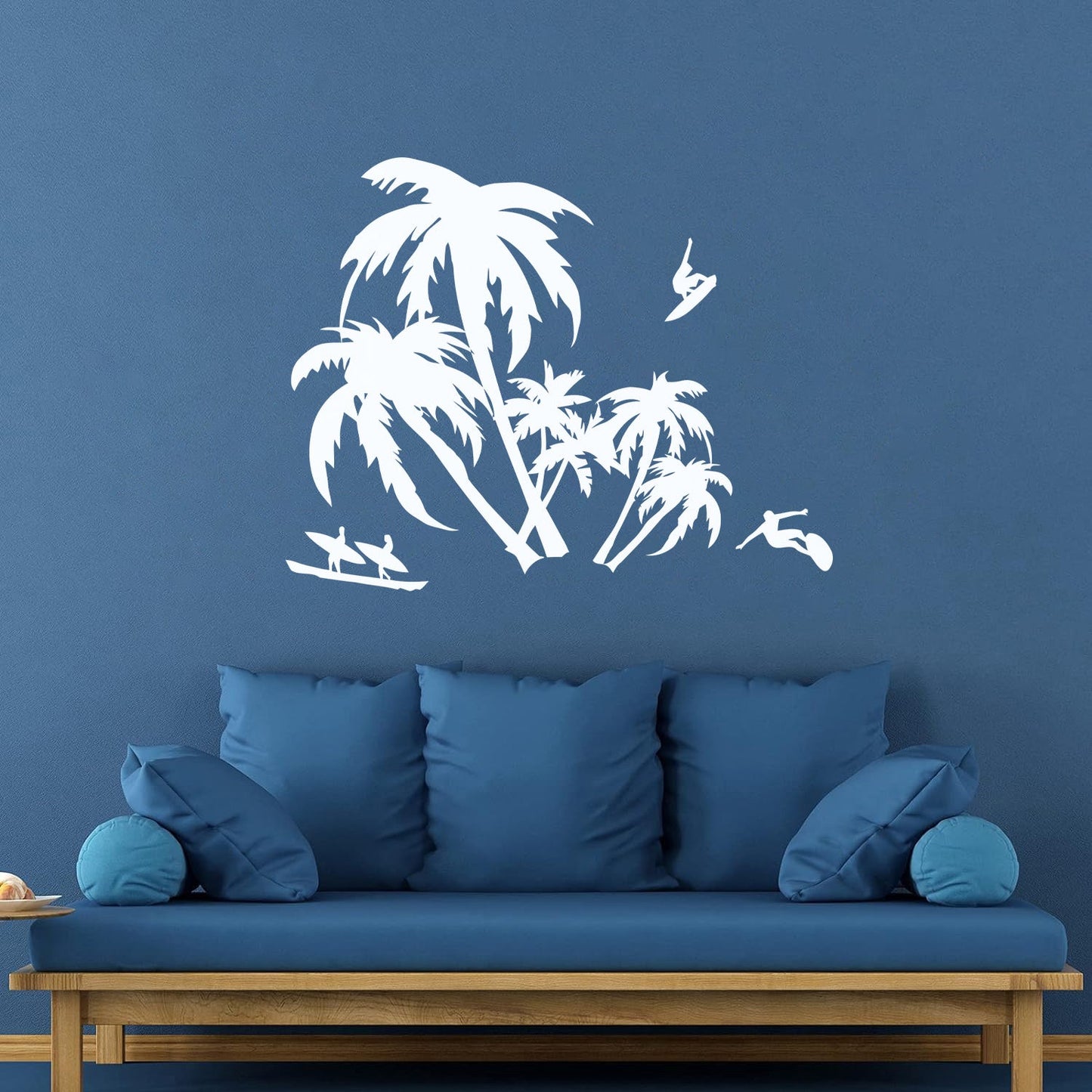 Wall Vinyl Sticker Decor Palm Beach Surfing Extreme Sport Ocean Can Modify And Add Information