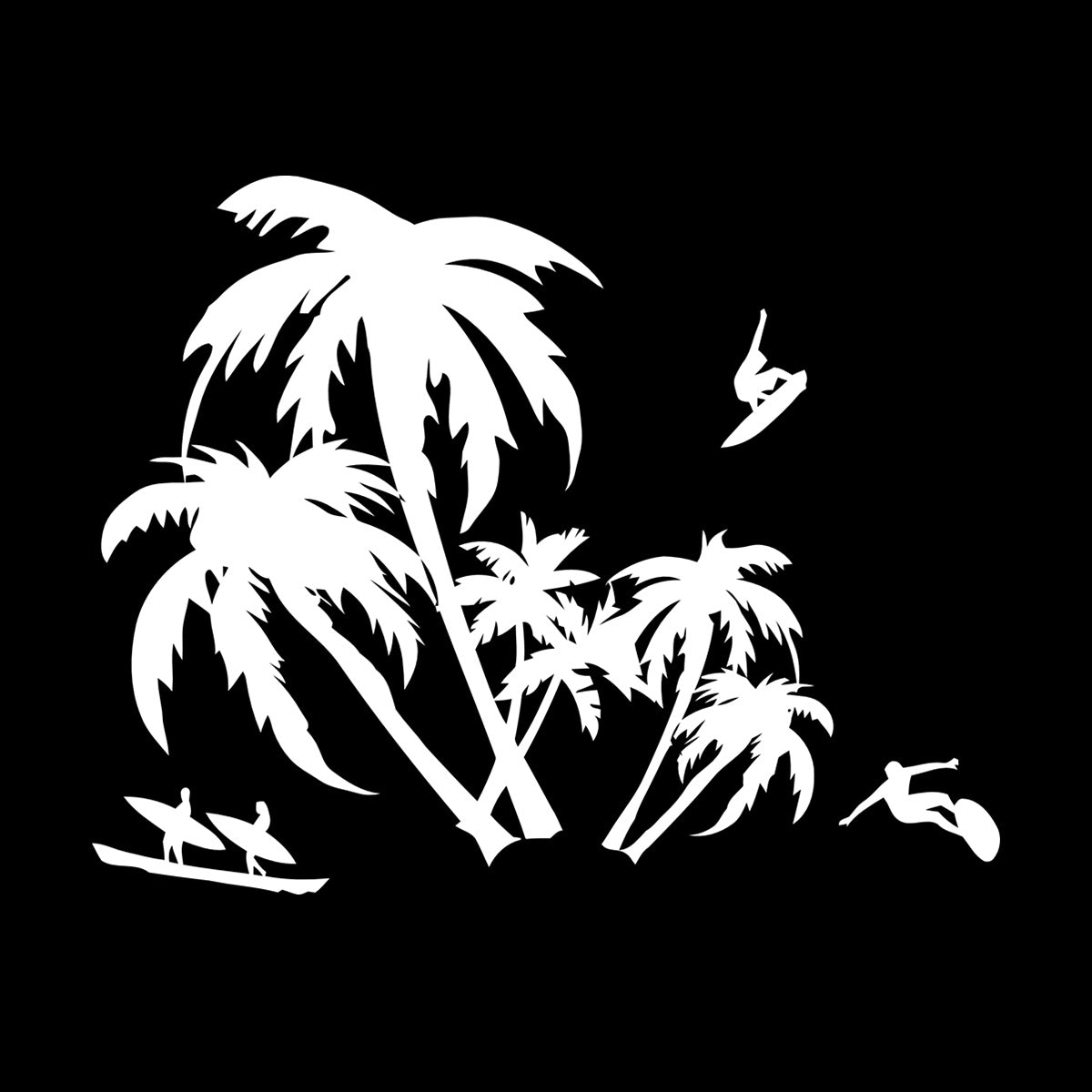 Wall Vinyl Sticker Decor Palm Beach Surfing Extreme Sport Ocean Can Modify And Add Information